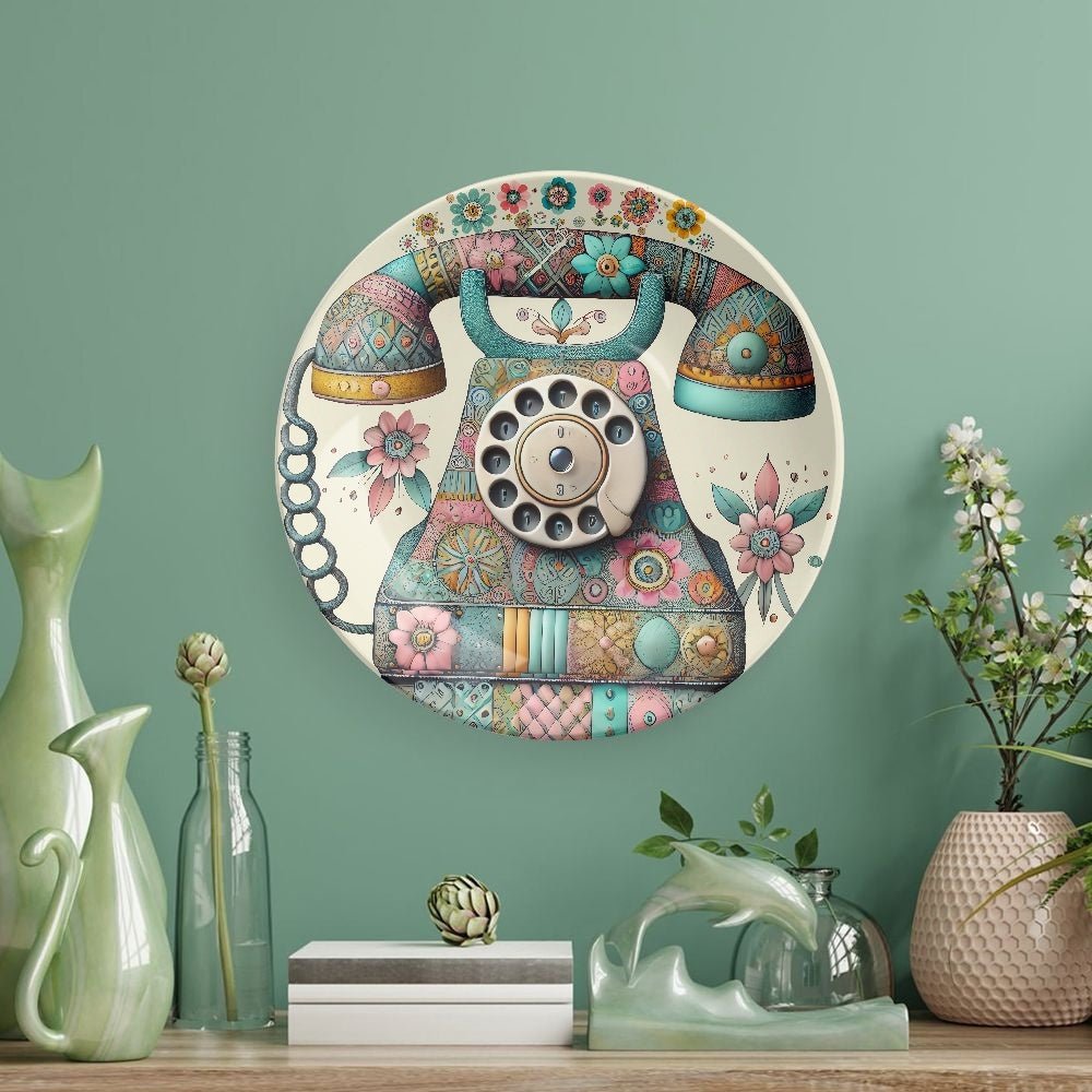 Kate McEnroe New York Whimsical Vintage Rotary Phone Decorative Wall Plate, Mid Century Modern Retro Home AccentDecorative Plates14tntgg8_001