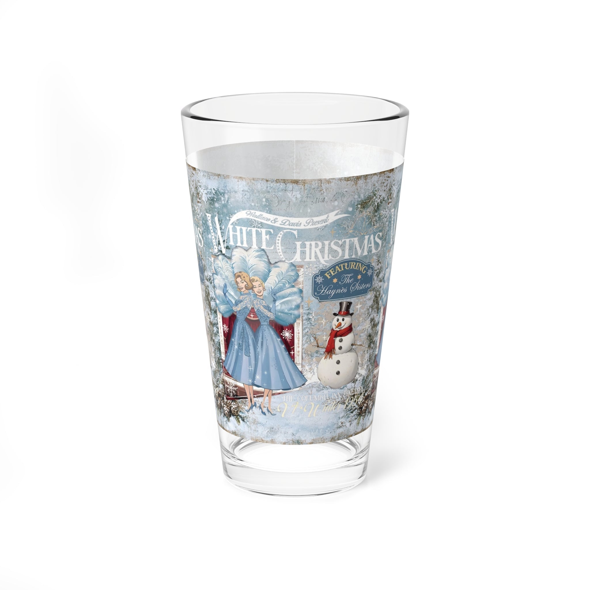 Kate McEnroe New York White Christmas Haynes Sisters 1954 Movie Pint Glass, Retro 50s Mid Century Modern Barware, Vintage Kitsch Drinking GlassPint Glasses97879470761256446514