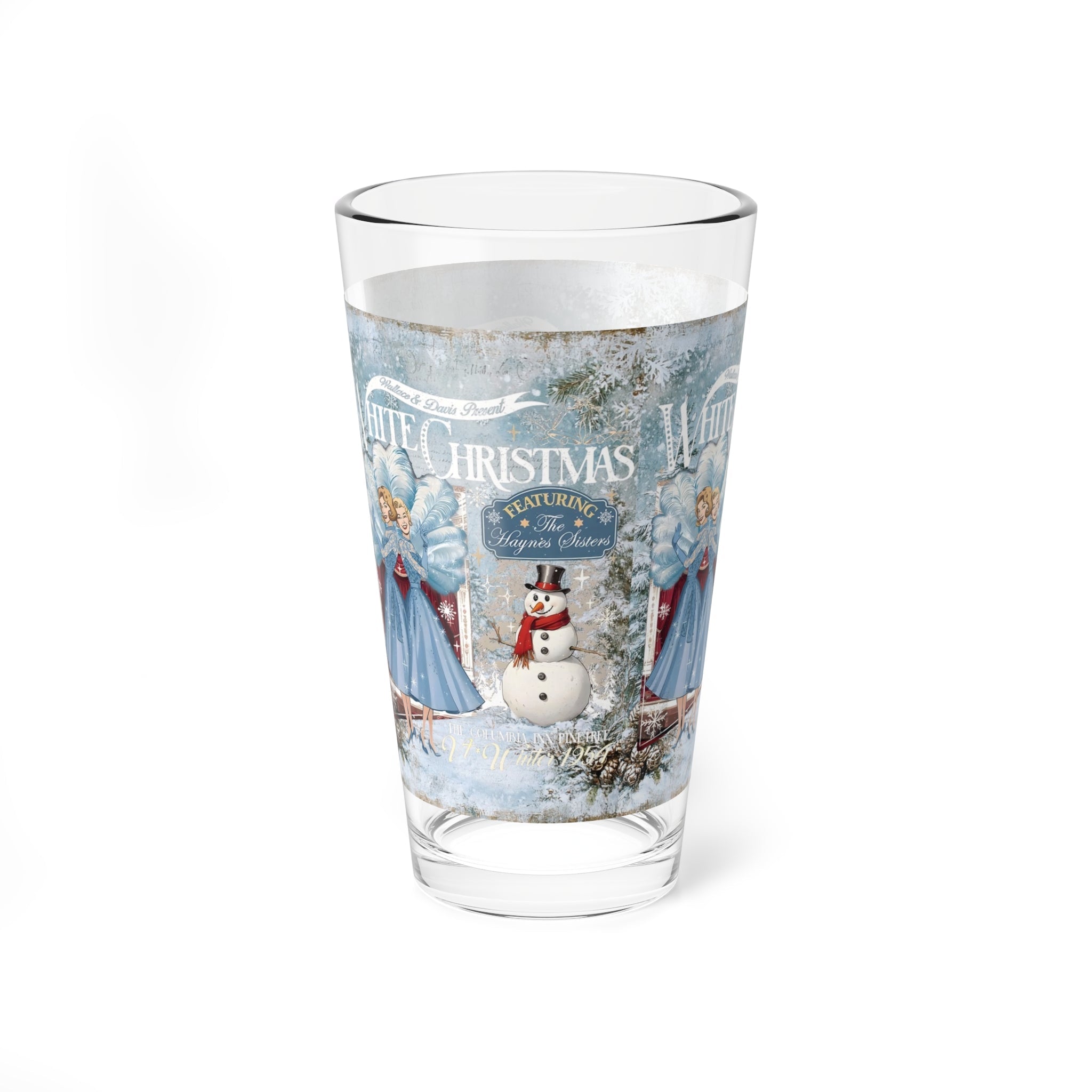 Kate McEnroe New York White Christmas Haynes Sisters 1954 Movie Pint Glass, Retro 50s Mid Century Modern Barware, Vintage Kitsch Drinking GlassPint Glasses97879470761256446514