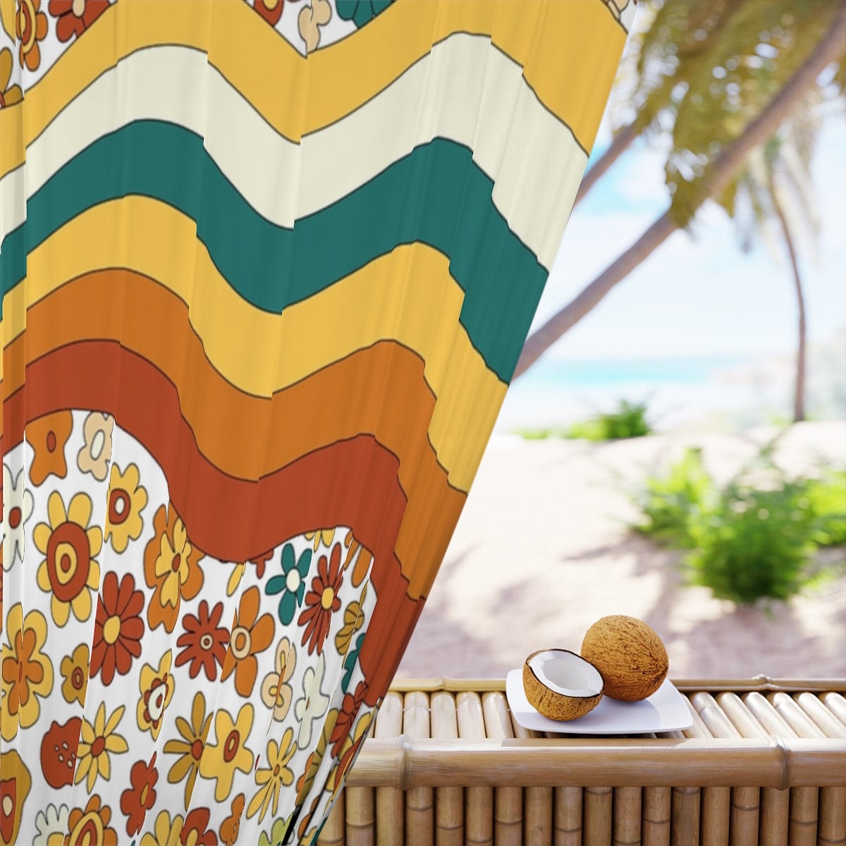 Kate McEnroe New York Window Curtain in Mid Century Modern 70s Groovy Hippie Wavy RetroWindow CurtainsCurtainBlackout - 50x84 - DoublePanel - 2022082318022599