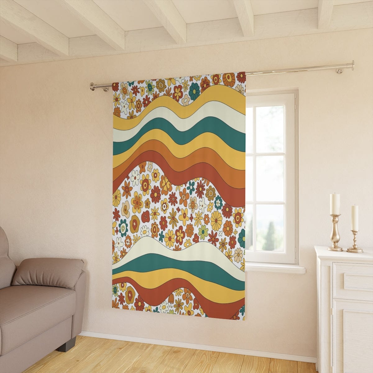Kate McEnroe New York Window Curtain in Mid Century Modern 70s Groovy Hippie Wavy RetroWindow CurtainsCurtainBlackout - 50x84 - DoublePanel - 2022082318022599
