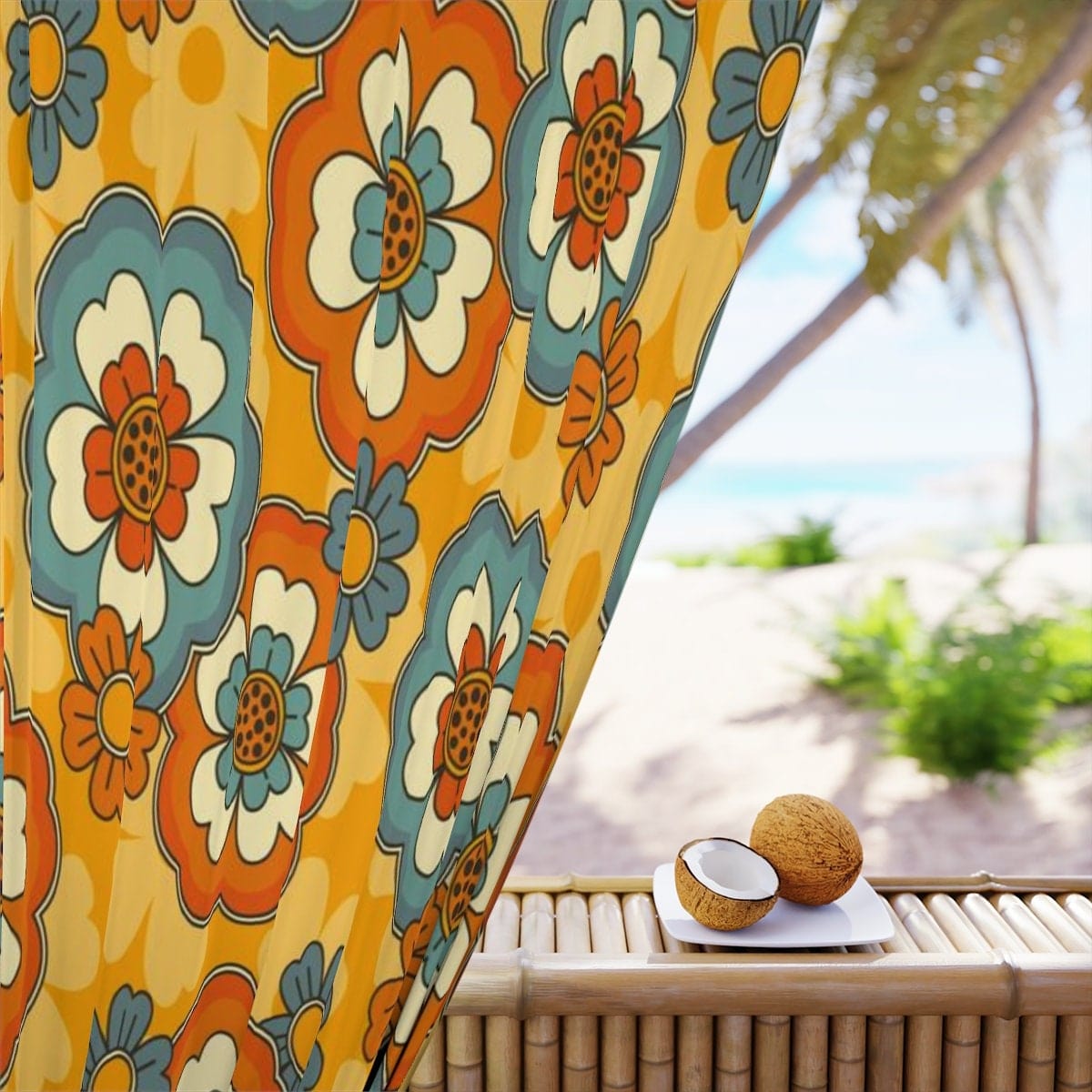 Kate McEnroe New York Window Curtain In Retro Groovy Mid Century Modern FloralWindow CurtainsCurtainSheer - 50x84 - DoublePanel