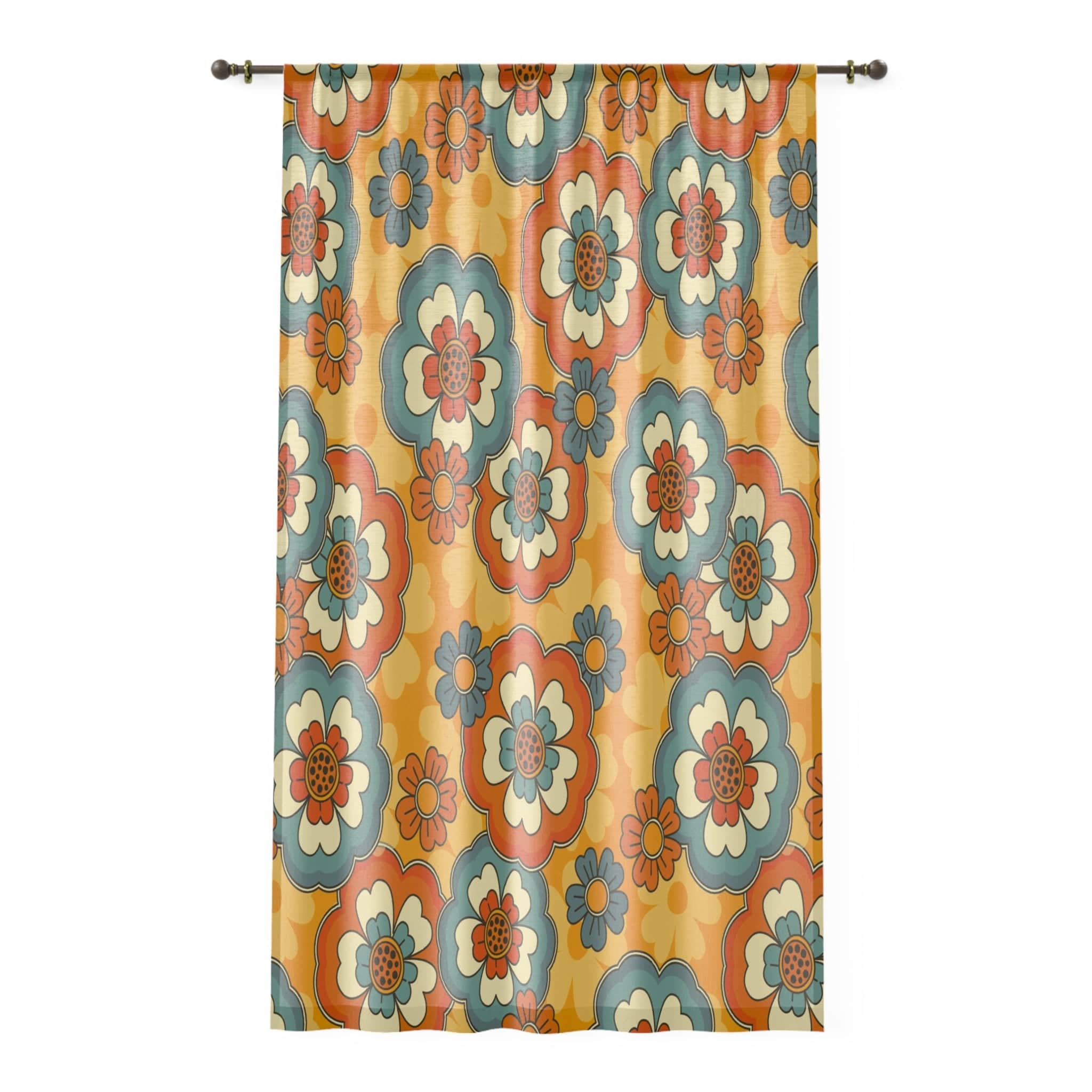 Kate McEnroe New York Window Curtain In Retro Groovy Mid Century Modern FloralWindow CurtainsCurtainSheer - 50x84 - DoublePanel