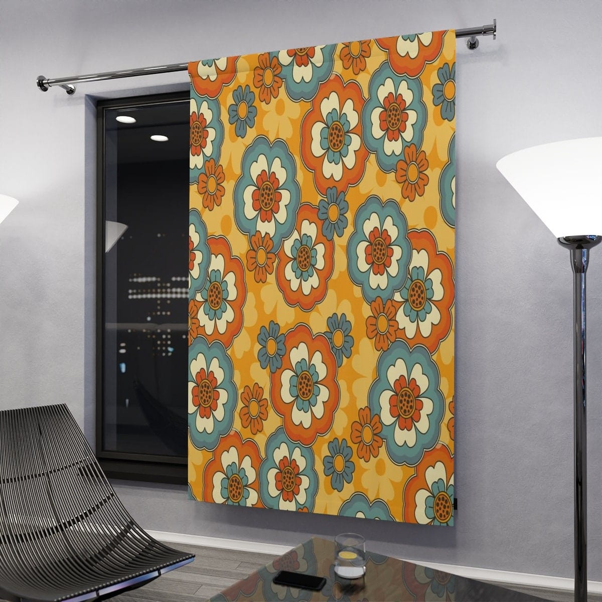 Kate McEnroe New York Window Curtain In Retro Groovy Mid Century Modern FloralWindow CurtainsCurtainSheer - 50x84 - DoublePanel