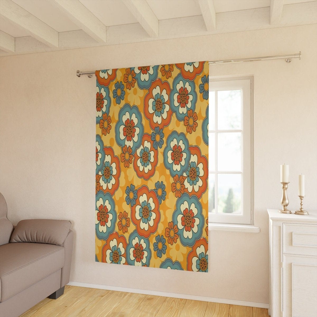 Kate McEnroe New York Window Curtain In Retro Groovy Mid Century Modern FloralWindow CurtainsCurtainSheer - 50x84 - DoublePanel