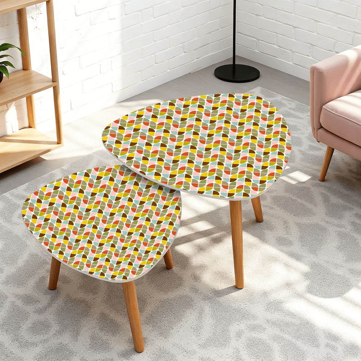 Retro Mod Geometric Mid Century Modern Nesting Tables