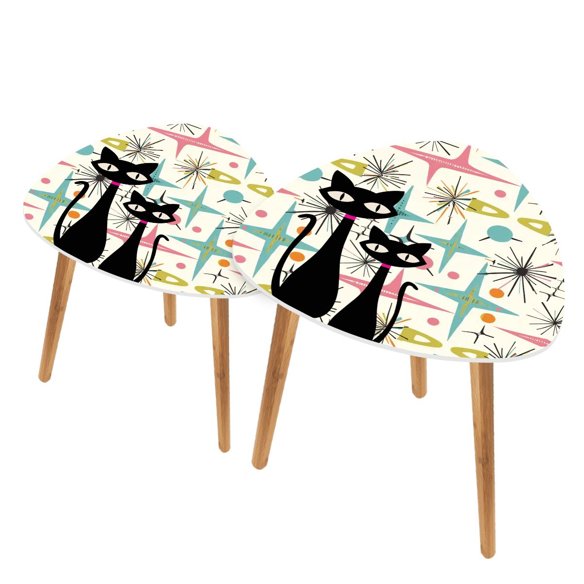Atomic Cat Starburst Mid Century Modern Retro Nesting Tables