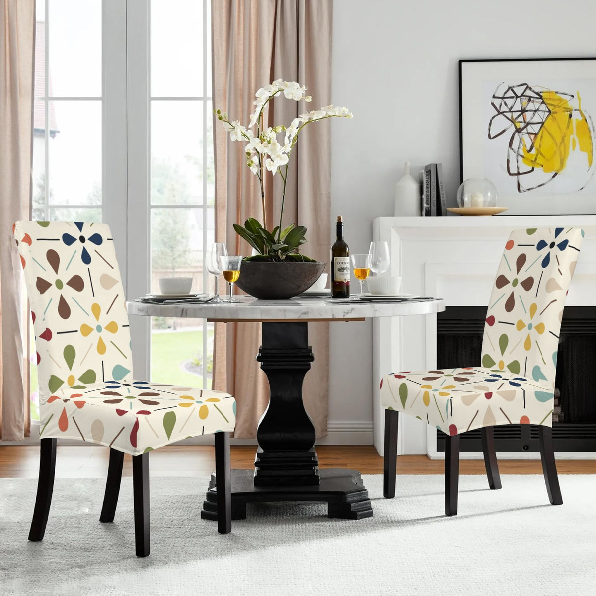 Scandinavian Danish Floral Mid Century Modern Chair Slipcover