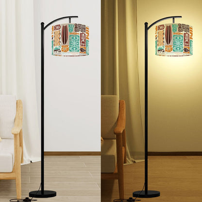 Retro Tiki Polynesian Lamp Shade, Mid Century Modern Exotica