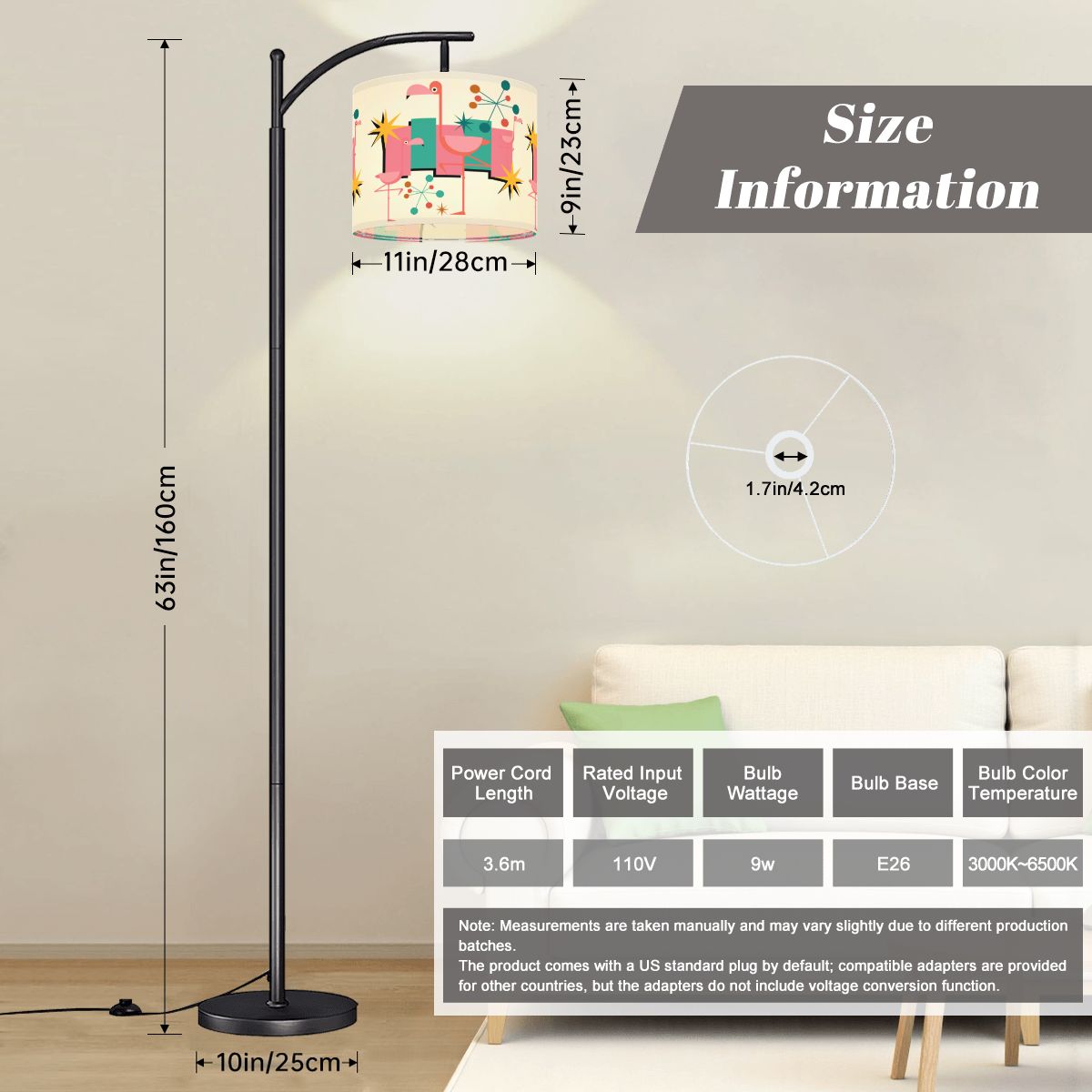 Palm Springs Flamingo Mid Century Modern Retro Arc Floor Lamp