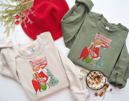 Retro 50s Kitsch Christmas Sweatshirt, Mid Century Modern Holiday Pullover