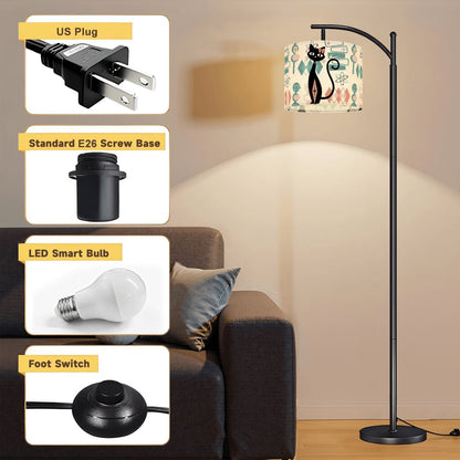 Atomic Cat Mid Century Arc Floor Lamp, Retro 1950S Geometric Accent Lighting