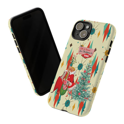 Retro 50s Christmas Phone Case, Mid Century Modern Franciscan Starburst Holiday Smartphone Cover