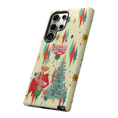 Retro 50s Christmas Phone Case, Mid Century Modern Franciscan Starburst Holiday Smartphone Cover