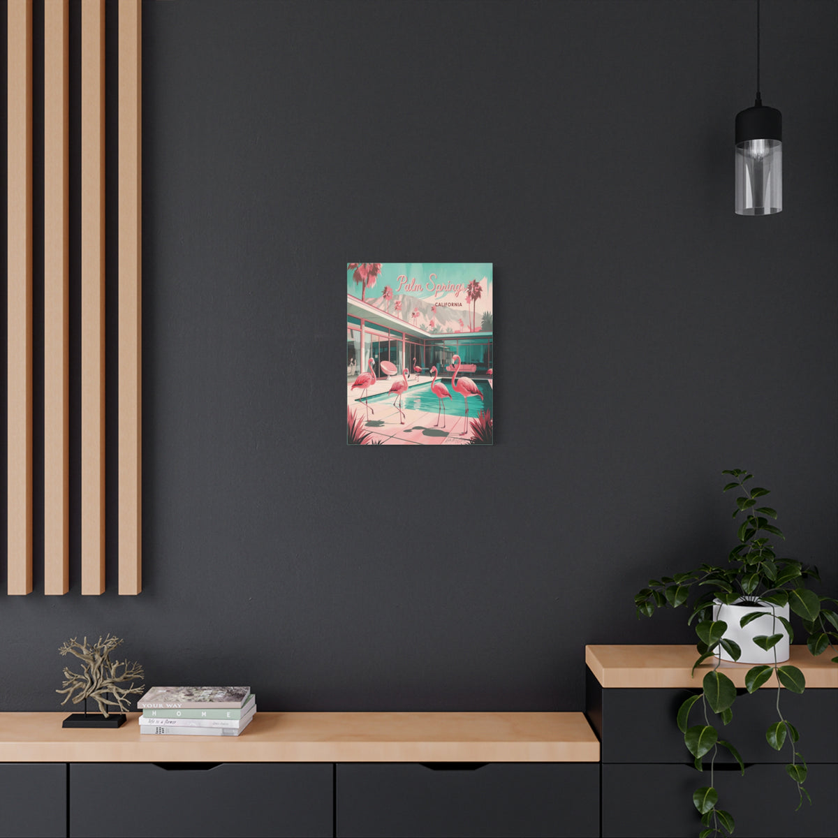 Palm Springs Flamingo Mid Century Modern Canvas Wall Art