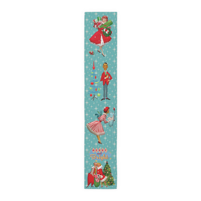 Merry and Bright Retro 1950s Mid Century Modern Christmas Table Runner
