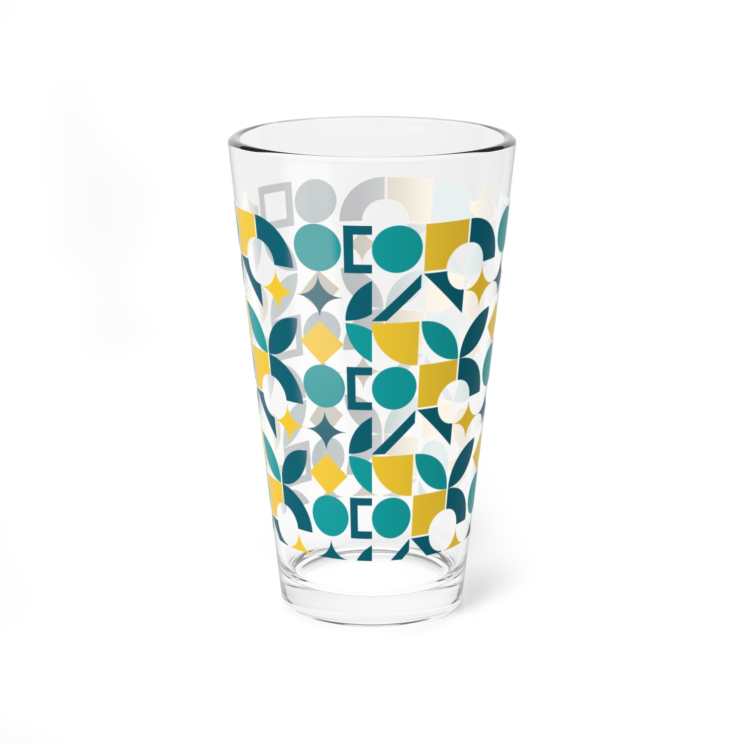 Bauhaus Geometric Pint Glass, Mid Century Modern Barware