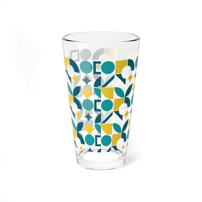 Bauhaus Geometric Pint Glass, Mid Century Modern Barware