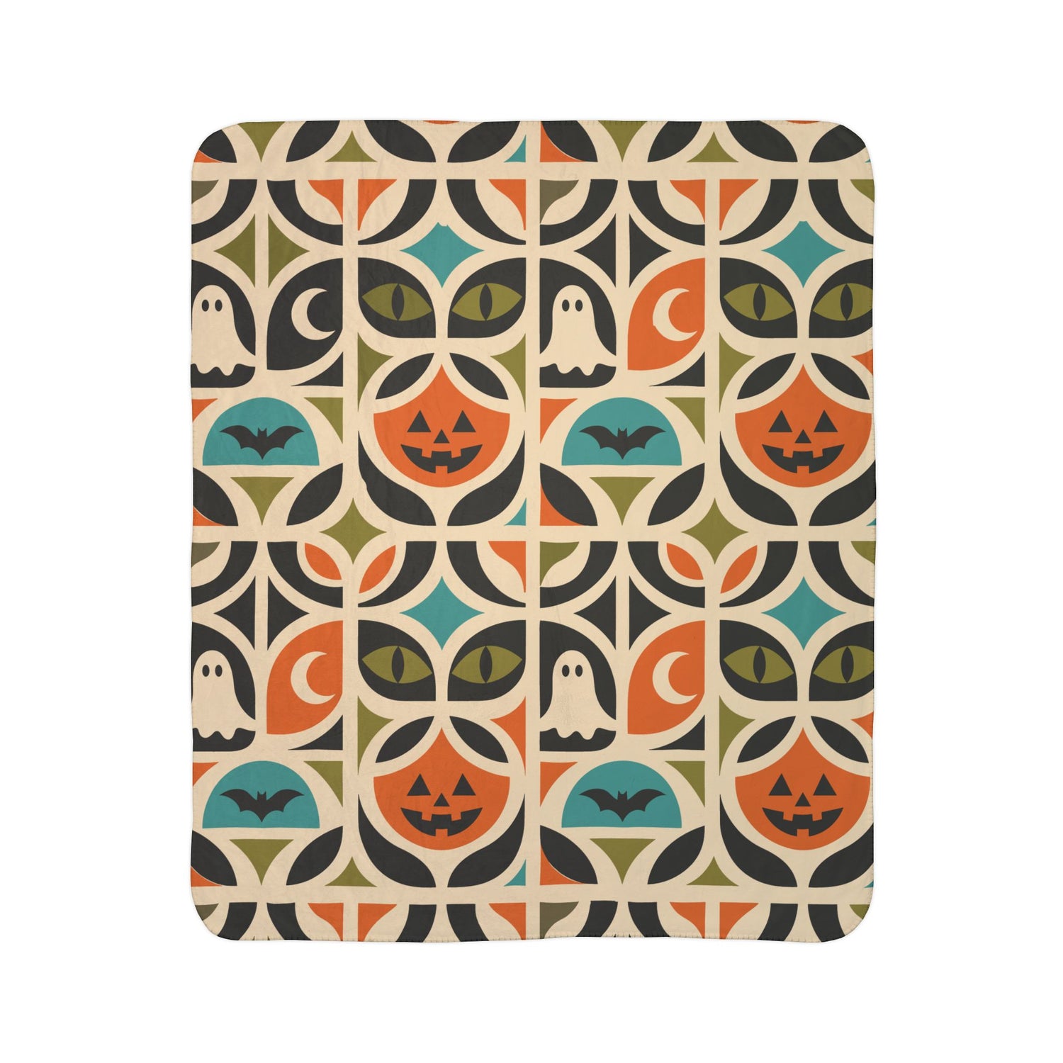 Retro Mid Century Modern Halloween Throw Blanket