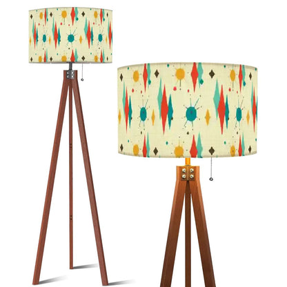 Franciscan Diamond Starburst Mid Century Modern Tripod Floor Lamp
