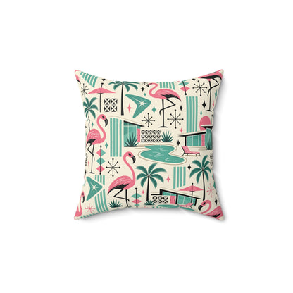 Palm Springs Flamingo Mid Century Modern Retro Throw Pillow