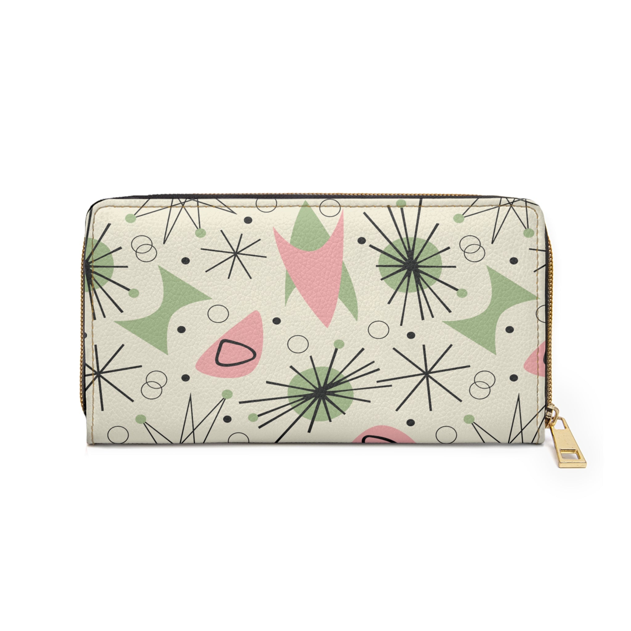 Atomic Cat Kitschy Mid Century Modern Retro 50s Zip Around Wallet