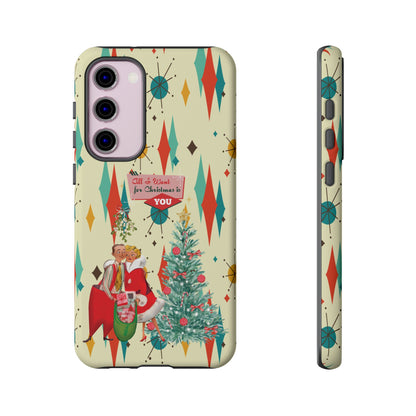 Retro 50s Christmas Phone Case, Mid Century Modern Franciscan Starburst Holiday Smartphone Cover