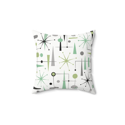 Atomic Sputnik Mid Century Modern Retro Throw Pillow