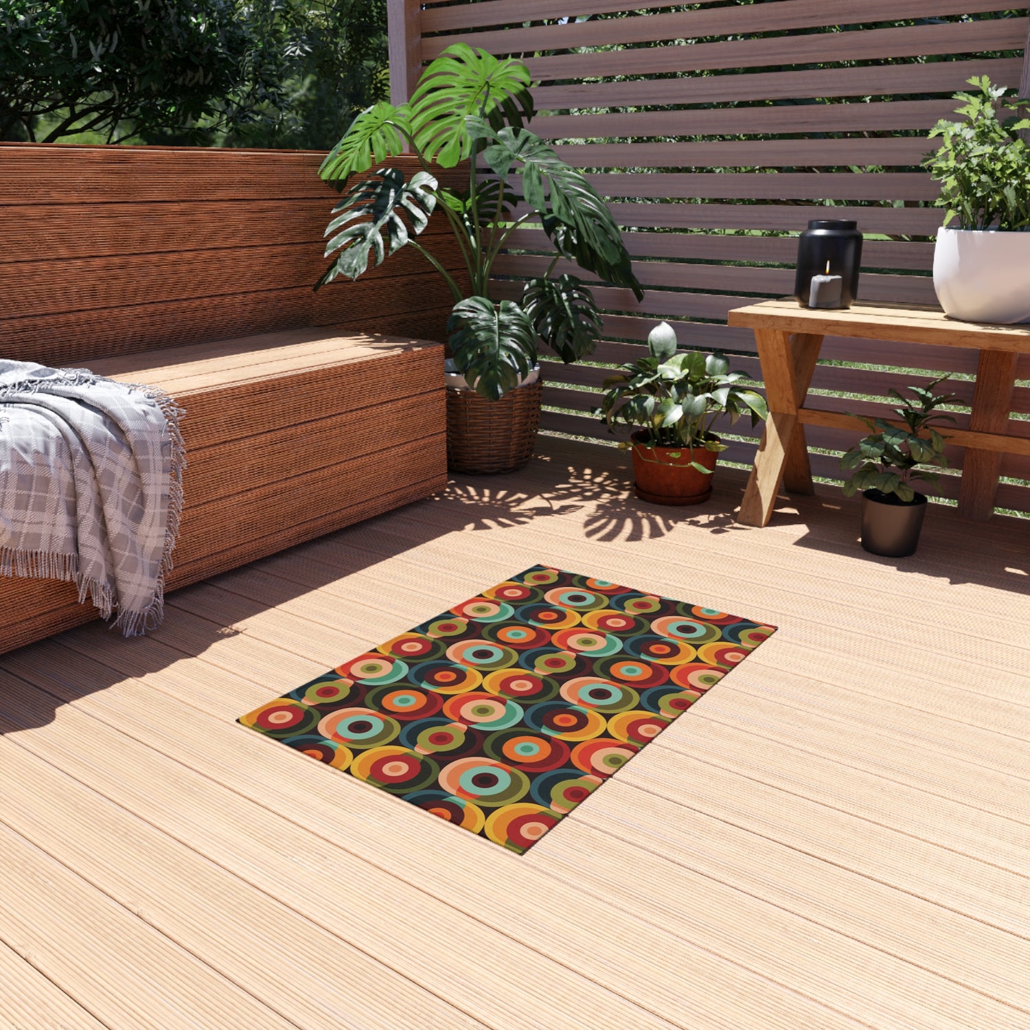 Groovy Retro Orb Mid Century Modern Outdoor Rug
