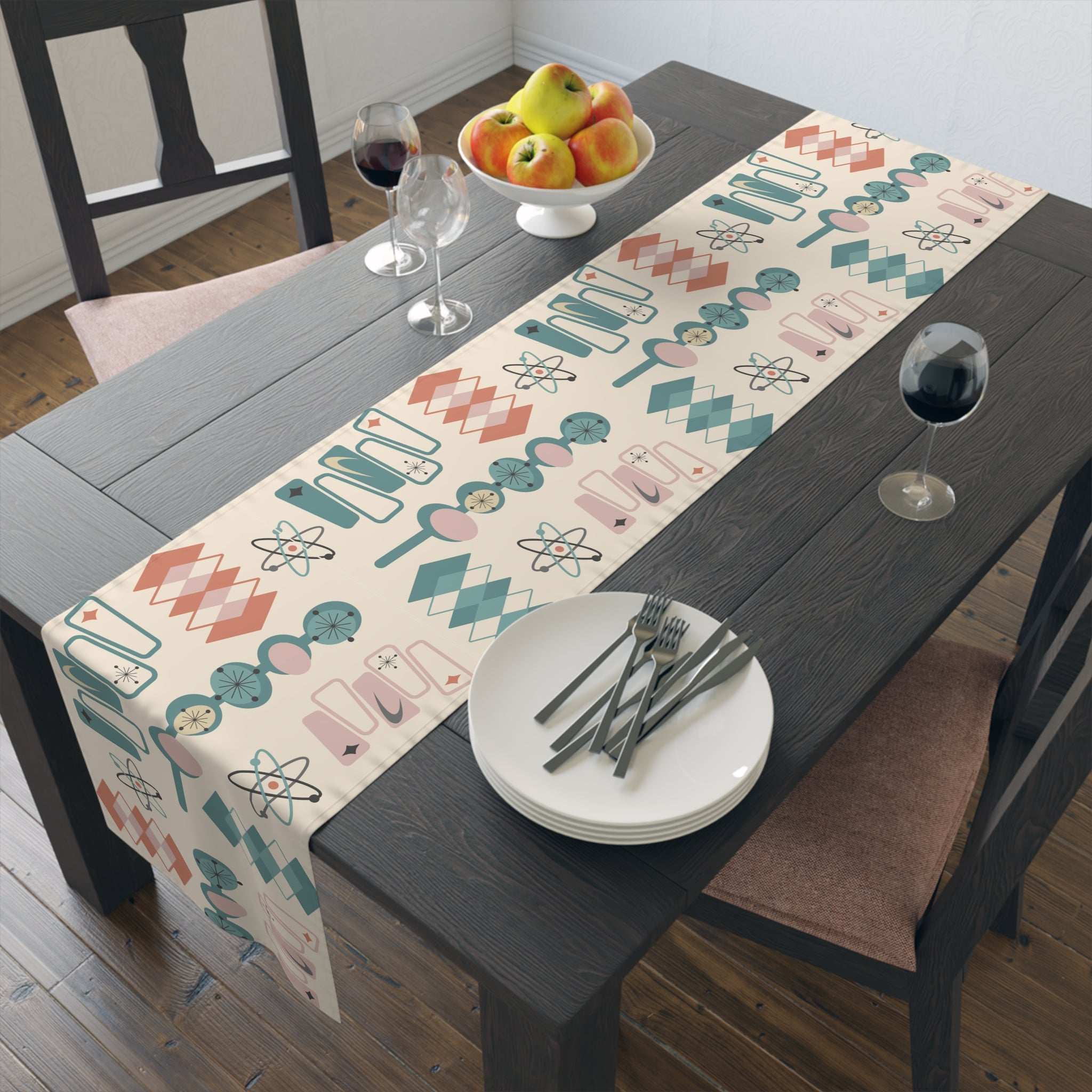 Atomic 1950s Mid Century Modern Retro Table Runner