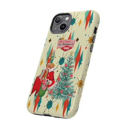 Retro 50s Christmas Phone Case, Mid Century Modern Franciscan Starburst Holiday Smartphone Cover