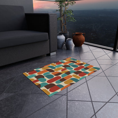 Groovy 70s Mod Geometric Mid Century Modern Outdoor Patio Rug