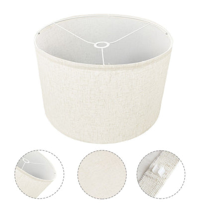 Minimalist White Linen Drum Lamp Shade, Modern Contemporary Decor