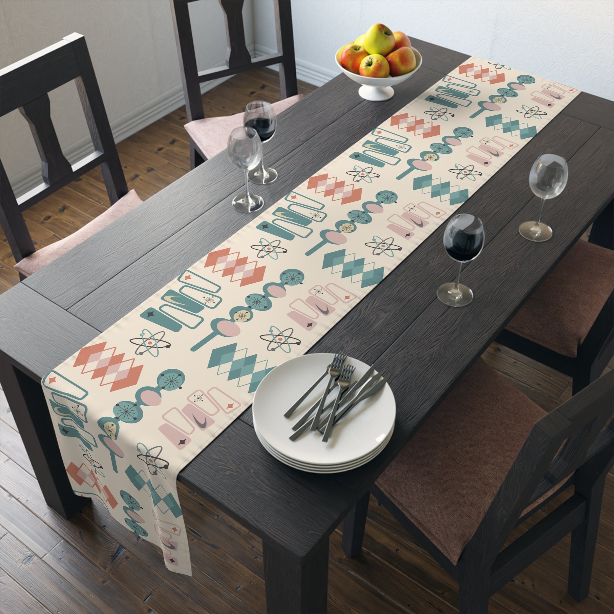 Atomic 1950s Mid Century Modern Retro Table Runner