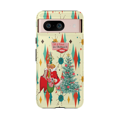 Retro 50s Christmas Phone Case, Mid Century Modern Franciscan Starburst Holiday Smartphone Cover