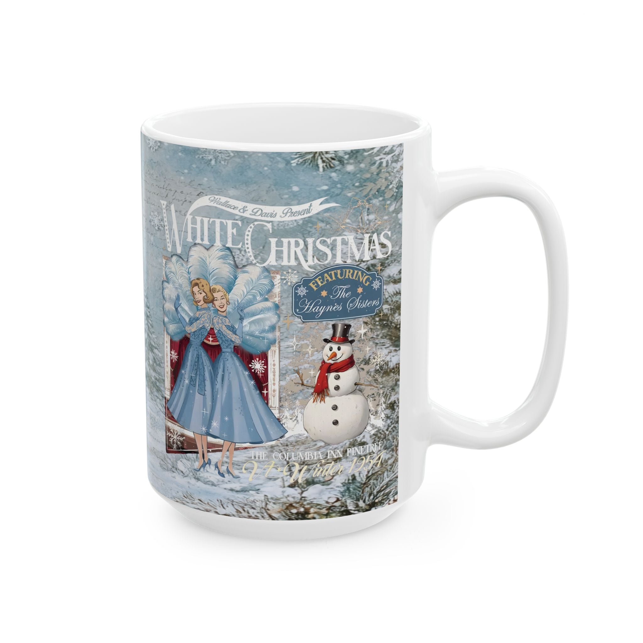 Sisters Sisters White Christmas Mug, Wallace And Davis Haynes Sisters, Classic Holiday Movie Coffee Cup, Vintage Style Christmas Gift