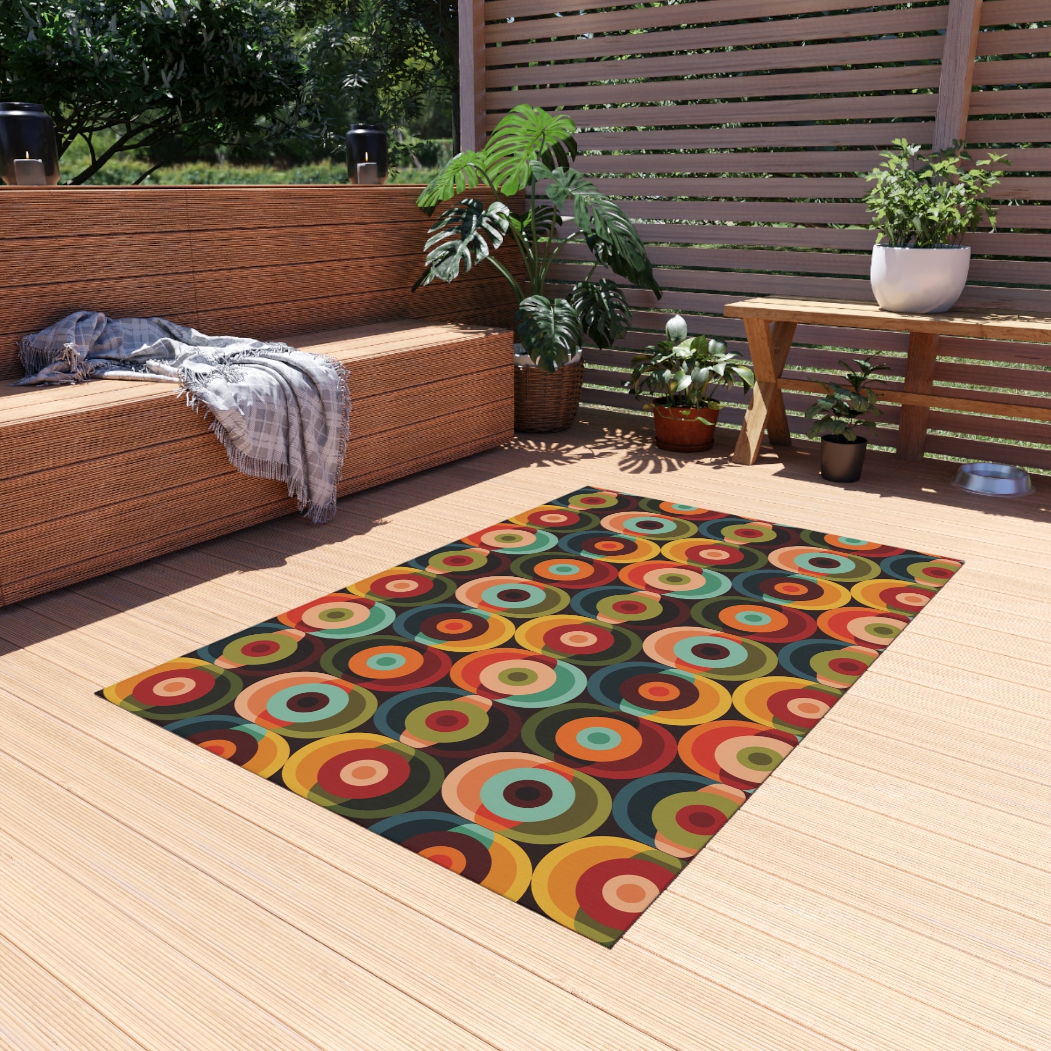 Groovy Retro Orb Mid Century Modern Outdoor Rug