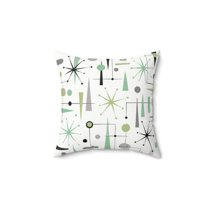 Atomic Sputnik Mid Century Modern Retro Throw Pillow