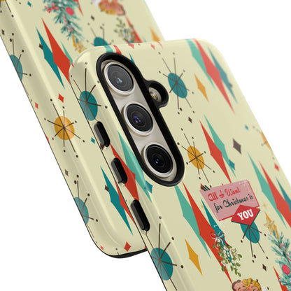 Retro 50s Christmas Phone Case, Mid Century Modern Franciscan Starburst Holiday Smartphone Cover