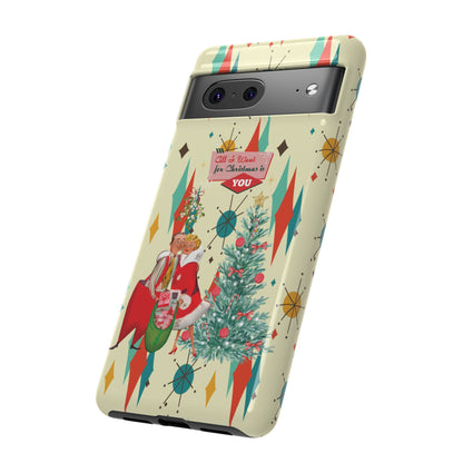 Retro 50s Christmas Phone Case, Mid Century Modern Franciscan Starburst Holiday Smartphone Cover