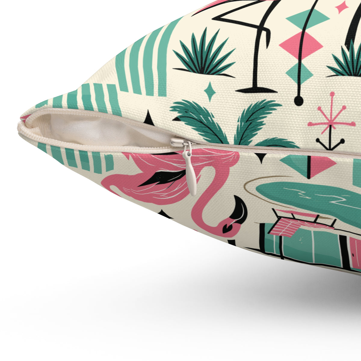 Palm Springs Flamingo Mid Century Modern Retro Throw Pillow