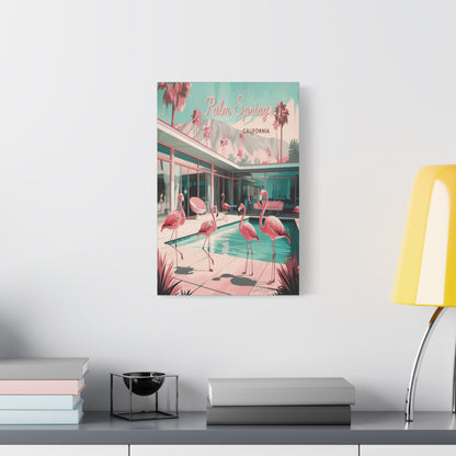 Palm Springs Flamingo Mid Century Modern Canvas Wall Art