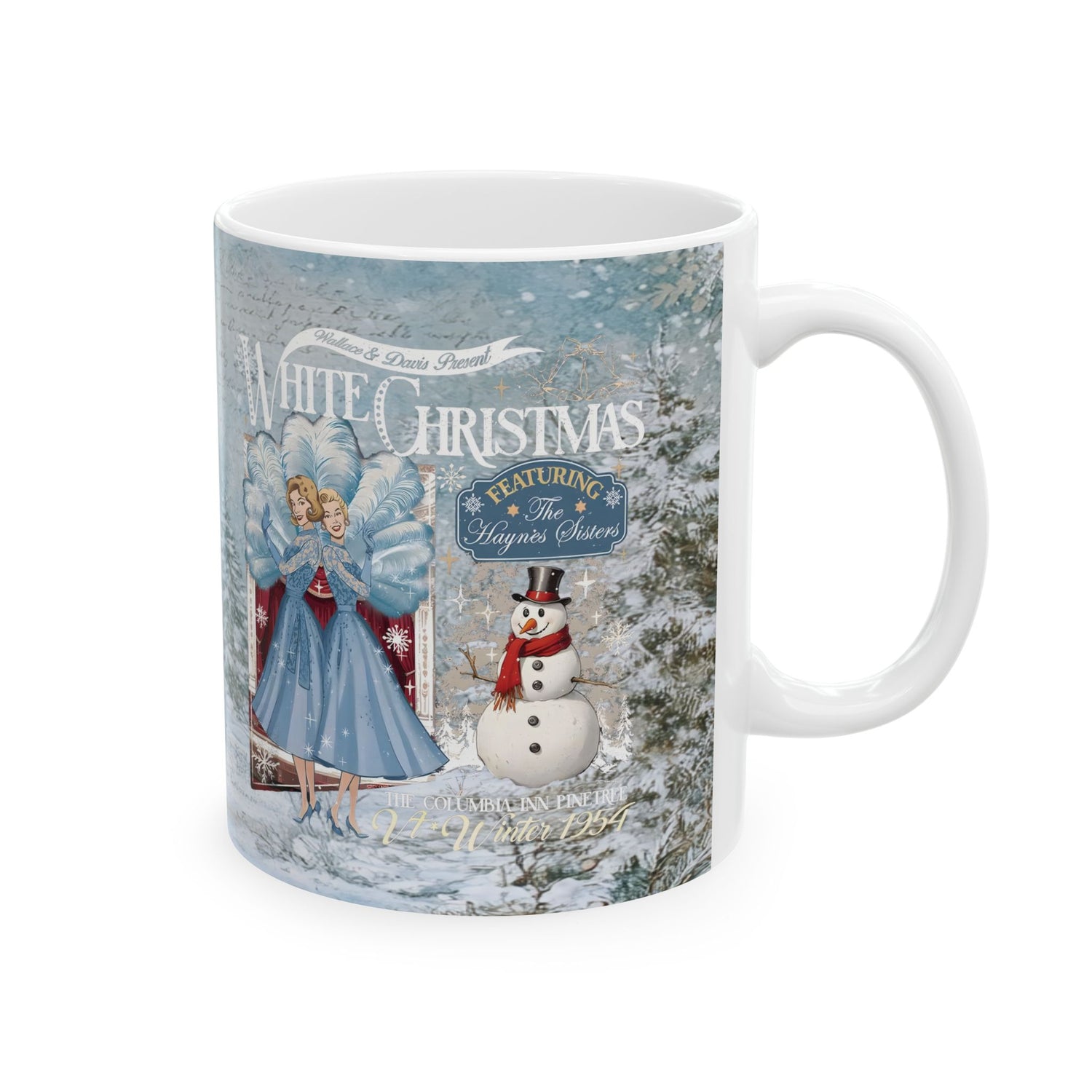 Sisters Sisters White Christmas Mug, Wallace And Davis Haynes Sisters, Classic Holiday Movie Coffee Cup, Vintage Style Christmas Gift