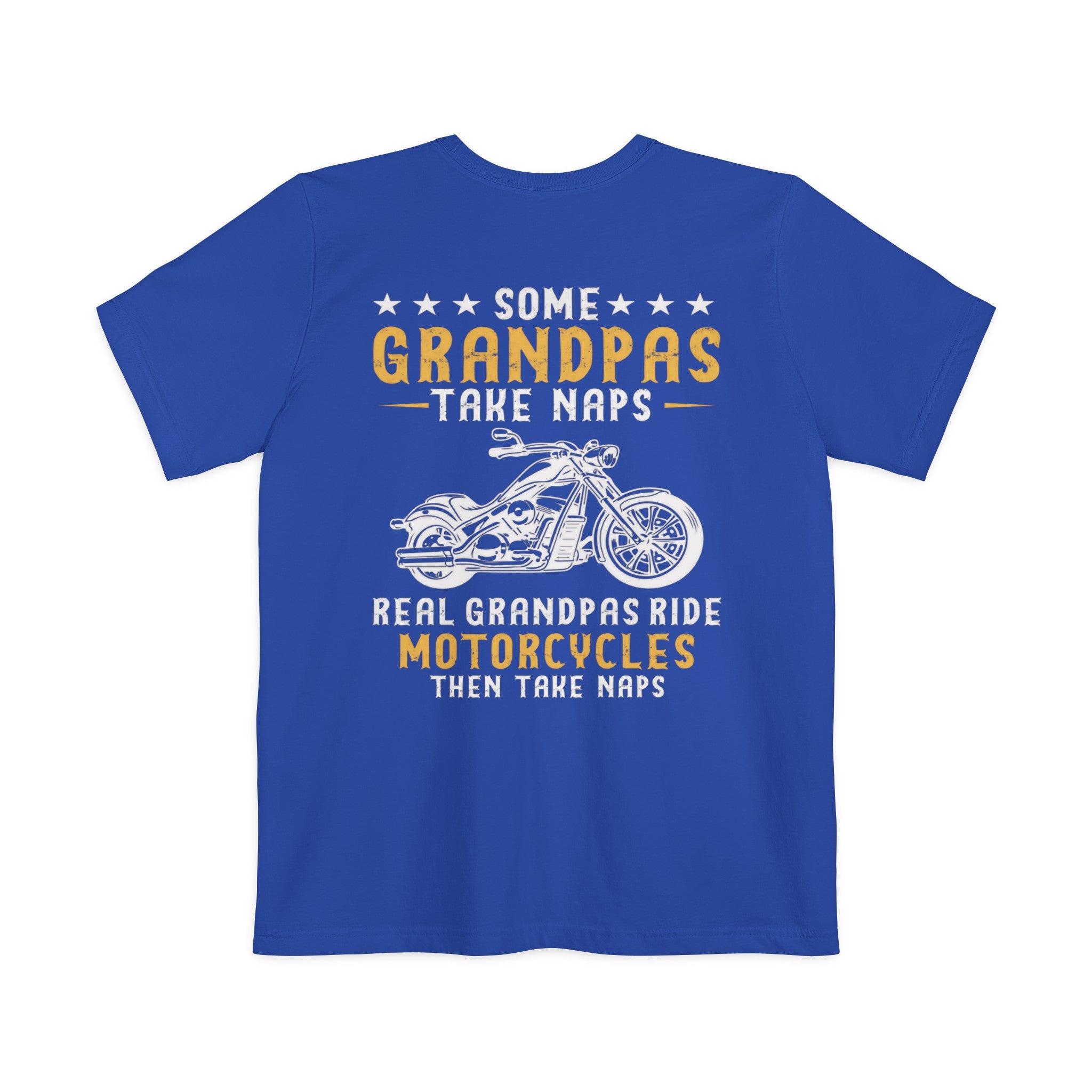 Biker Grandpa Pocket T-shirt For Fathers day, Birthday Gift, Real Grandpas Ride Motorcycles Then Take Naps Shirt, Funny Biker Gift