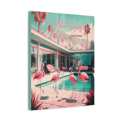 Palm Springs Flamingo Mid Century Modern Canvas Wall Art