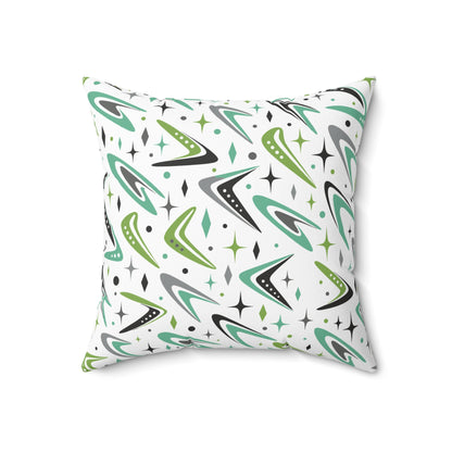 Atomic Boomerang Mid Century Modern Retro Throw Pillow
