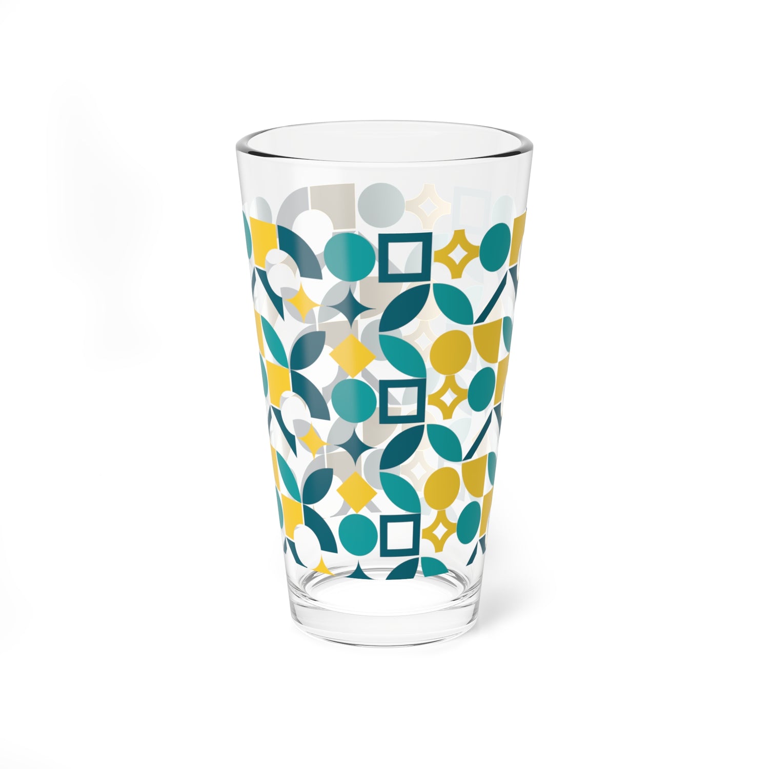 Bauhaus Geometric Pint Glass, Mid Century Modern Barware