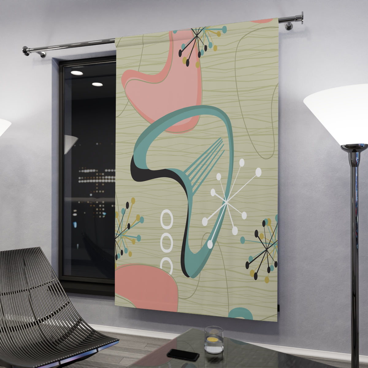 Atomic Boomerang Mid Century Modern Blackout Curtain