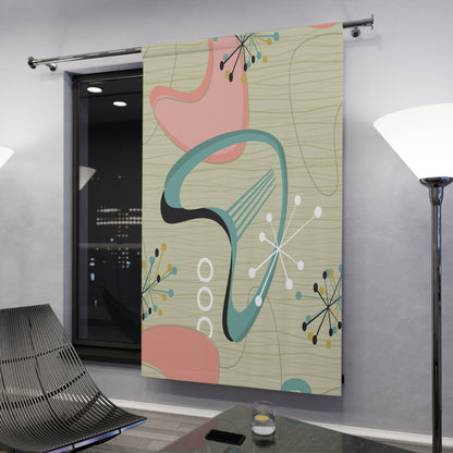 Atomic Boomerang Mid Century Modern Blackout Curtain