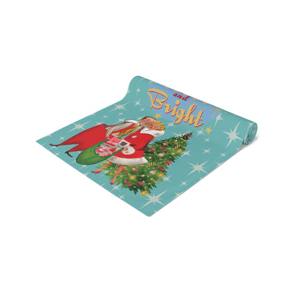 Merry and Bright Retro 1950s Mid Century Modern Christmas Table Runner